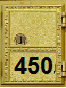 gold color mailbox reads 450